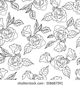 seamless roses pattern, vector illustration