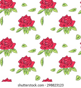 Seamless roses pattern. Vector illustrations.