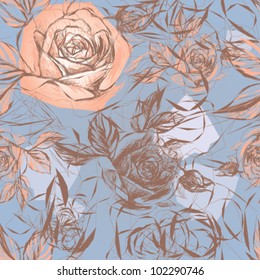 Seamless roses pattern / Vintage floral background