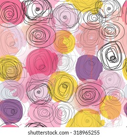 seamless roses pattern with watercolor 