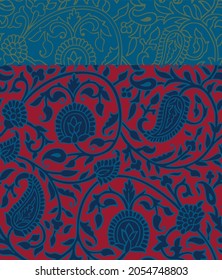 Seamless rotary repeat paisley textile design for fabric print and tile backgrounds