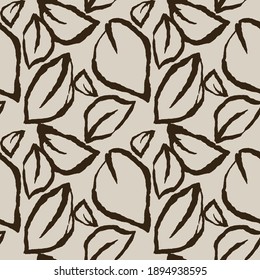 Impresión textil repetible sin inconvenientes con hojas, hojas y estribillos y follaje. El diseño es totalmente editable y fácil de cambiar de color para adaptarse a tu paleta de moda durante la temporada.