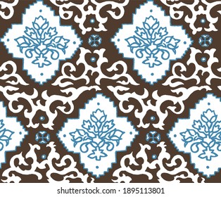 Seamless rotary repeatable textile print of ethnic, exotic design. The design is fully editable and easy to change colors to suit your fashion palette for the season.