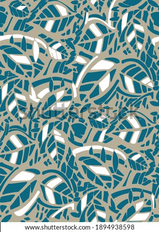 Seamless rotary repeatable textile print with leaves, leaf and sprig and foliage design. The design is fully editable and easy to change colors to suit your fashion palette for the season.