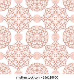 seamless round balls vector wallpaper background pattern for texile interior fabric design and decoration light orange pink rose