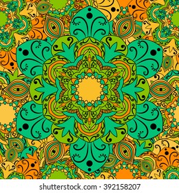 Seamless round ornament pattern. Floral mandala pattern