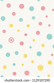 Seamless round ornament pattern. Hand drawn background. Vector repeating texture.