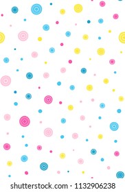 Seamless round ornament pattern. Hand drawn background. Vector repeating texture.