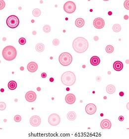 Seamless round ornament pattern. Hand drawn background. Vector repeating texture.