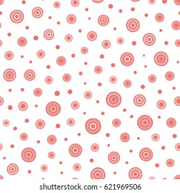 Seamless round ornament pattern. Hand drawn background. Vector repeating texture.