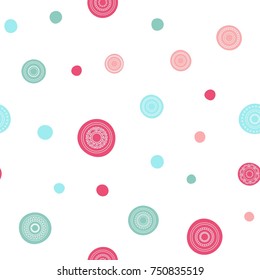 Seamless round ornament pattern. Hand drawn background. Vector repeating texture. Perfect for printing on paper or fabric.