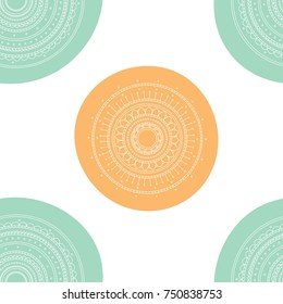 Seamless round ornament pattern. Hand drawn background. Vector repeating texture.