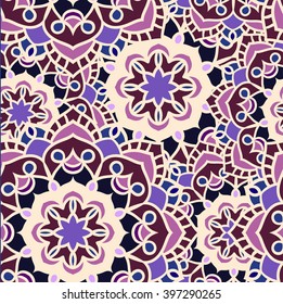 Seamless round ornament pattern. Islam, Arabic, Indian, ottoman motifs. Seamless mandala pattern