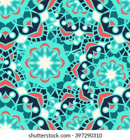 Seamless round ornament pattern. Islam, Arabic, Indian, ottoman motifs. Seamless mandala pattern