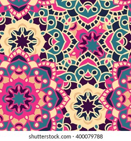 Seamless round ornament pattern. Islam, Arabic, Indian, ottoman motifs. Seamless mandala pattern