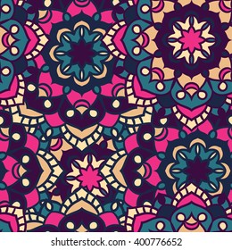 Seamless round ornament pattern. Islam, Arabic, Indian, ottoman motifs. Seamless mandala pattern