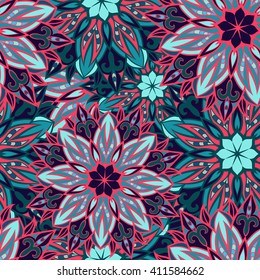 Seamless round ornament pattern. Islam, Arabic, Indian, ottoman motifs. Seamless mandala pattern