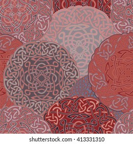 Seamless round ornament pattern for printing on fabric or paper. Hand drawn background. Islam, Arabic, Indian, ottoman motifs. 
