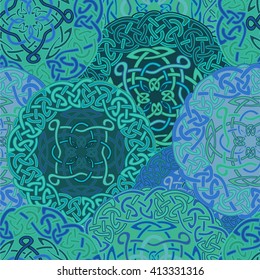 Seamless round ornament pattern for printing on fabric or paper. Hand drawn background. Islam, Arabic, Indian, ottoman motifs.