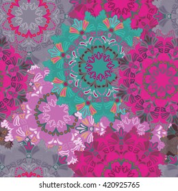 Seamless round ornament pattern for printing on fabric or paper. 