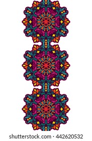 Seamless round ornament pattern for printing on fabric or paper. Hand drawn background. Islam, Arabic, Indian, Mexican ottoman motifs. Seamless round ornament pattern. Floral mandala pattern