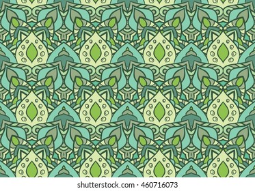 Seamless round ornament pattern for printing on fabric or paper. Islam, Arabic, Indian, ottoman motifs.