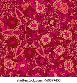 Seamless round ornament pattern for printing on fabric or paper. Islam, Arabic, Indian, ottoman motifs.