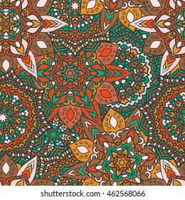 Seamless round ornament pattern for printing on fabric or paper. Islam, Arabic, Indian, ottoman motifs.