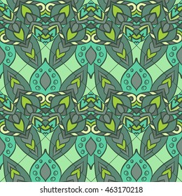 Seamless round ornament pattern for printing on fabric or paper. Islam, Arabic, Indian, ottoman motifs.