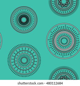 Seamless round ornament pattern. Vector repeating texture.