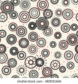 Seamless round ornament pattern. Vector repeating texture. Perfect for printing on paper or fabric.