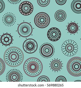 Seamless round ornament pattern. Vector repeating texture. Perfect for printing on paper or fabric.