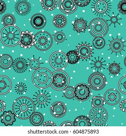 Seamless round ornament pattern. Vector repeating texture. Perfect for printing on paper or fabric.