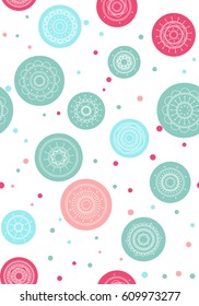 Seamless round ornament pattern. Vector repeating texture.