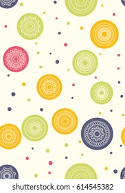 Seamless round ornament pattern. Vector repeating texture.