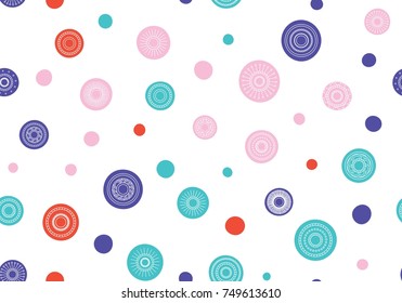 Seamless round ornament pattern. Vector repeating texture. Perfect for printing on paper or fabric.