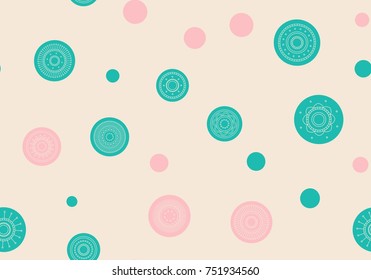 Seamless round ornament pattern. Vector repeating texture.