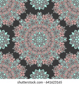 Seamless round ornament pattern. Vintage decorative elements. Oriental pattern.