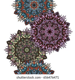 Seamless round ornament pattern. Vintage decorative elements. Oriental pattern.
