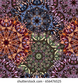 Seamless round ornament pattern. Vintage decorative elements. Oriental pattern.
