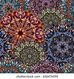 Seamless round ornament pattern. Vintage decorative elements. Oriental pattern.
