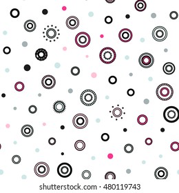 Seamless round ornament pattern with white background. Vector repeating texture.