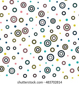Seamless round ornament pattern with white background. Vector repeating texture. Perfect for printing on paper or fabric.