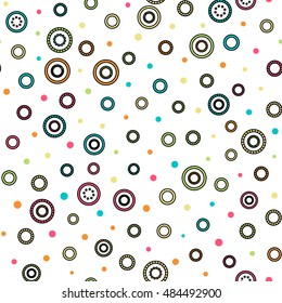Seamless round ornament pattern with white background. Vector repeating texture.
