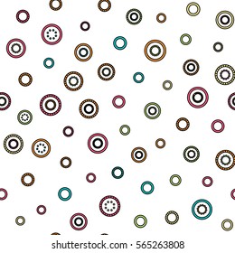 Seamless round ornament pattern with white background. Vector repeating texture.