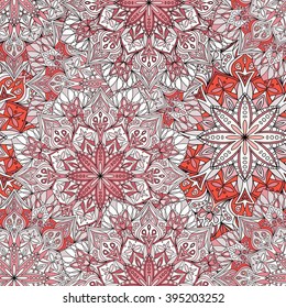 Seamless round pattern for printing on fabric or paper. Hand drawn background. Colored indian ornament. Vector illustration. Elements for your design.  
