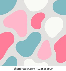 Seamless round stone pattern. Abstract colorful background with organic shapes.
