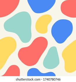 Seamless round stone pattern. Abstract colorful background with organic shapes.