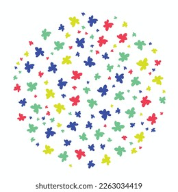 Seamless  round vector background with colorful flowers with isolated white background