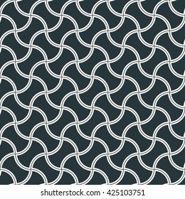 seamless rounded monochrome tile outline pattern.